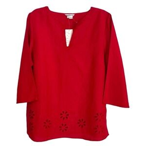 NWT Beautiful Red Tunic w/Cutouts, 3/4 Sleeves, V-neck, & Side Zipper Size 1X